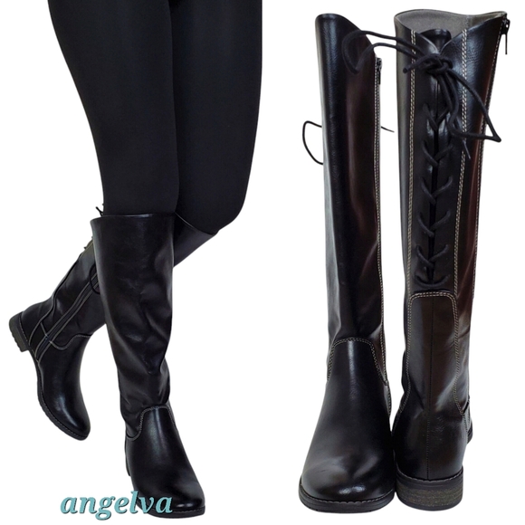 NWT Eurosoft sofft Wenda riding knee boots black adjustable shaft faux leather